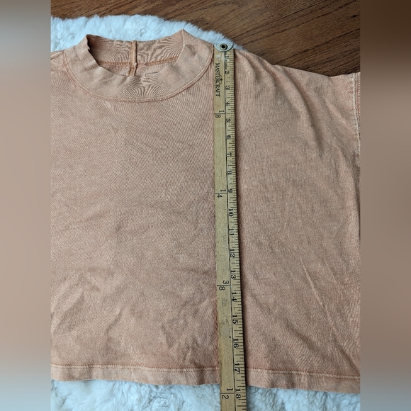 Free People we the free cotton long sleeve T-shirt peach Large - Picture 10 of 11